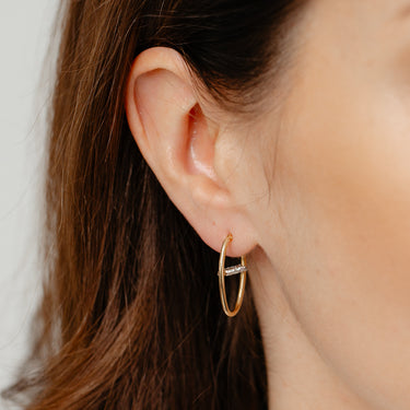 9ct Yellow Gold Silverfilled Fancy Cubic Zirconia Oval Hoop Earrings