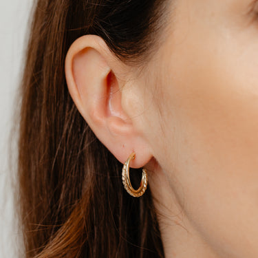 9ct Yellow Gold Silverfilled Fancy Twist 3/4 Hoop Earrings