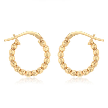 9ct Yellow Gold Silverfilled Small Beaded Hoop Earrings