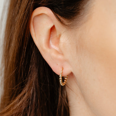 9ct Yellow Gold Silverfilled Small Beaded Hoop Earrings