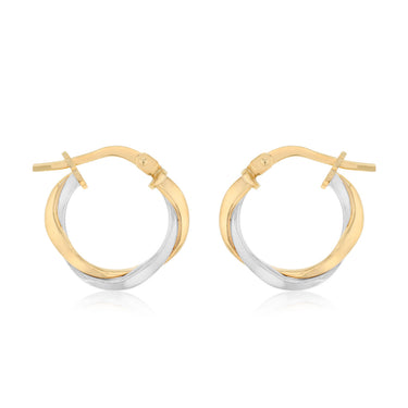 9ct Two Tone Gold Silverfilled Small Twist Hoop Earrings