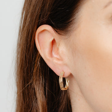 9ct Yellow Gold Silverfilled Small Twist 3/4 Hoop Earrings
