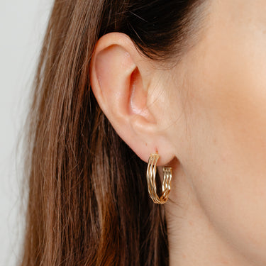9ct Yellow Gold Silverfilled Medium Twist 3/4 Hoop Earrings