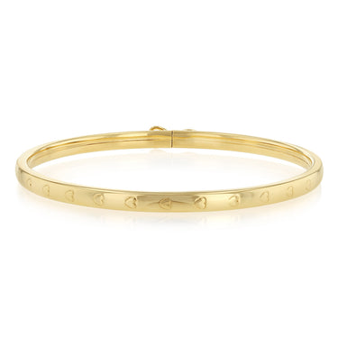 9ct Yellow Gold Silverfilled Engraved Heart Baby Bangle