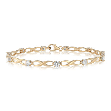 9ct Yellow Gold Silverfilled Cubic Zirconia Infinity 19cm Bracelet