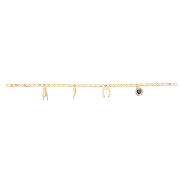9ct Yellow Gold Silverfilled Multicharm Belcher 19cm Bracelet