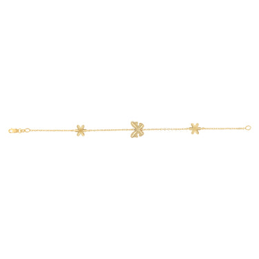 9ct Yellow Gold Silverfilled Butterfly and Flower 19cm Bracelet
