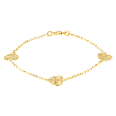 9ct Yellow Gold Silverfilled Heart 19cm Bracelet