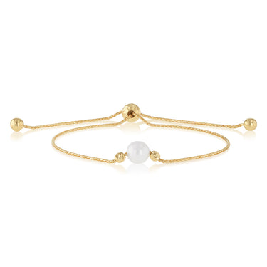 9ct Yellow Gold Silverfilled Freshwater Pearl Bolo Bracelet