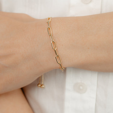 9ct Yellow Gold Silverfilled Paperclip Bolo Bracelet