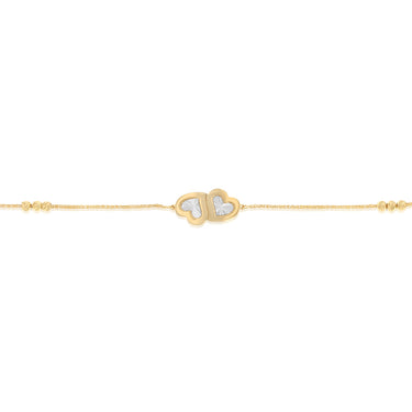 9ct Yellow Gold Silverfilled Double Heart Bolo Bracelet