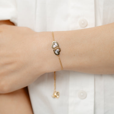 9ct Yellow Gold Silverfilled Double Heart Bolo Bracelet