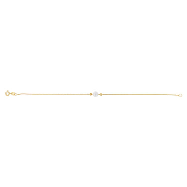 9ct Yellow Gold Silverfilled Pearl and Hammered Rolo Bracelet