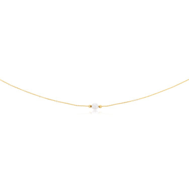 9ct Yellow Gold Silver Filled Pearl and Hammered Rolo Necklace
