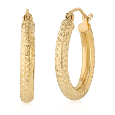 9ct Yellow Gold Silverfilled Dicut Hoop Earrings