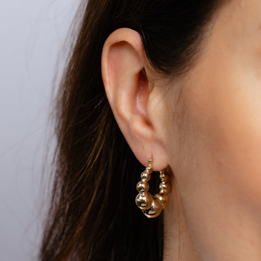 9ct Yellow Gold Silverfilled Bubble Hoop Earrings