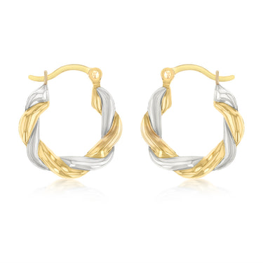 9ct Two Tone Gold Silverfilled Twist Hoop Earrings