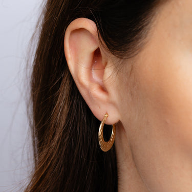 9ct Yellow Gold Silverfilled Textured Creole Hoop Earrings