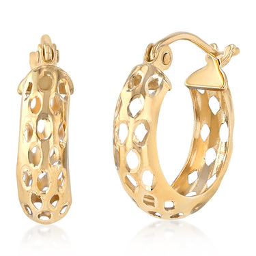 9ct Yellow Gold Silverfilled Mesh Hoop Earrings