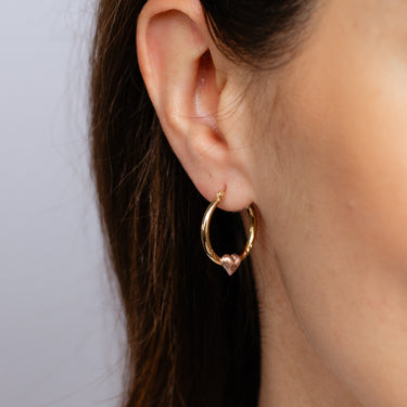 9ct Two Tone Gold Silverfilled Heart Hoop Earrings