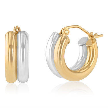 9ct Two Tone Gold Silverfilled Double Hoop Earrings