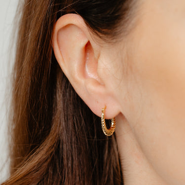 9ct Yellow Gold Silverfilled Scalloped U-Shaped Hoop Earrings
