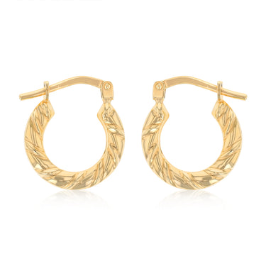 9ct Yellow Gold Silverfilled Scalloped Hoop Earrings