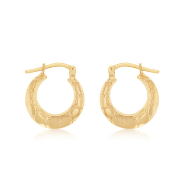 9ct Yellow Gold Silverfilled Fancy Creole Hoop Earrings