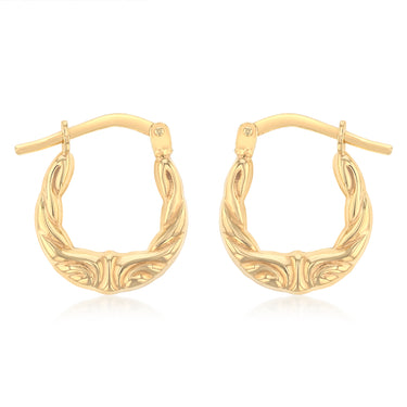 9ct Yellow Gold Silverfilled Fancy Creole Hoop Earrings