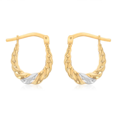 9ct Two Tone Gold Silverfilled Fancy Creole Hoop Earrings