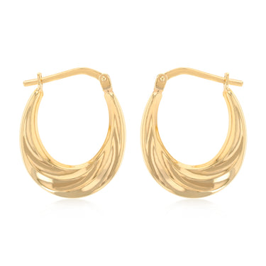 9ct Yellow Gold Silverfilled Fancy Creole Hoop Earrings