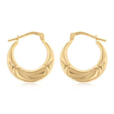 9ct Yellow Gold Silverfilled Fancy Creole Hoop Earrings