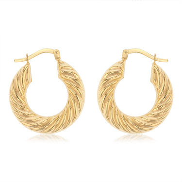 9ct Yellow Gold Silverfilled Twist Hoop Earrings