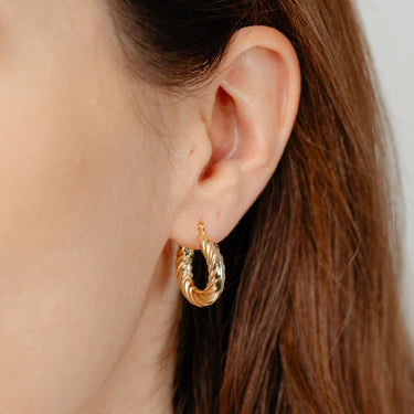 9ct Yellow Gold Silverfilled Twist Hoop Earrings