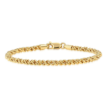 9ct Gold Silver Filled Rope 90 Gauge 19cm Bracelet