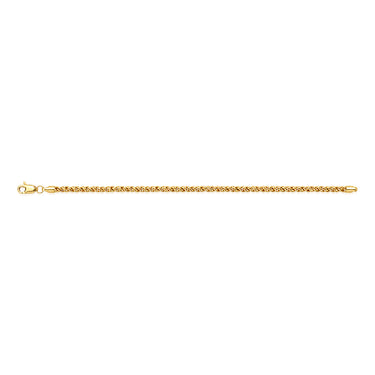 9ct Gold Silver Filled Rope 90 Gauge 19cm Bracelet