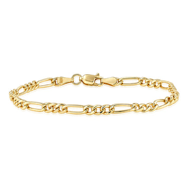 9ct Gold Copper Filled 100 Gauge 19cm Figaro Bracelet