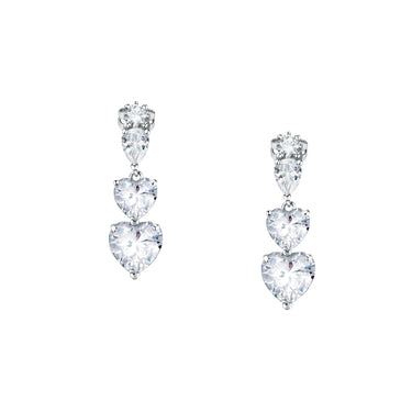 Chiara Ferragni Diamond Heart White Tri-stone Earrings