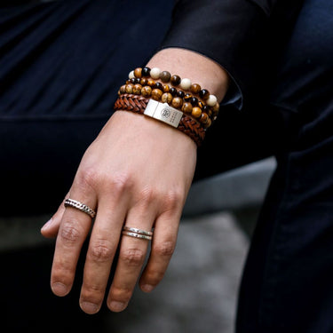 Rebel and Rose Braided Raw Matt Cognac Bracelet