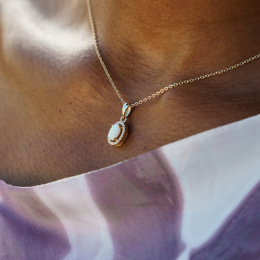 OPAL GLOW BLACKWATTLE WHITE CREATED OPAL PENDANT GOLD