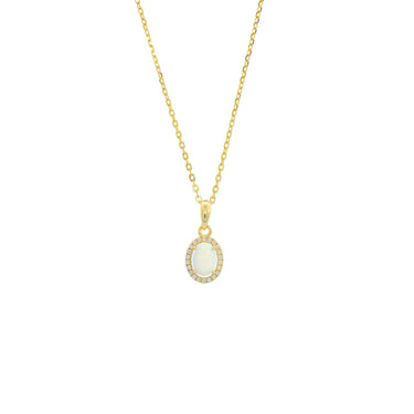 OPAL GLOW BLACKWATTLE WHITE CREATED OPAL PENDANT GOLD