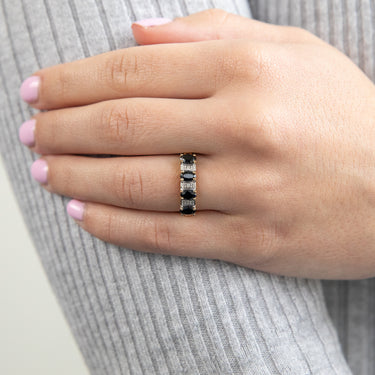 Natural Sapphire and Diamond Ring in 9ct Yellow Gold