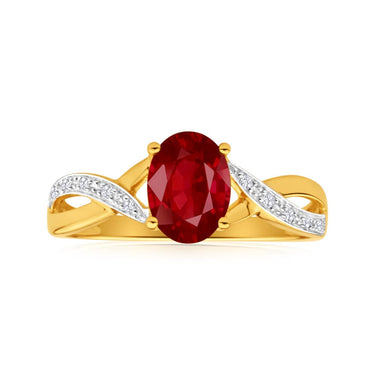 9ct Dazzling Yellow Gold Diamond and Garnet Ring