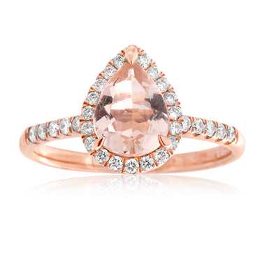 9ct Rose Gold 1.50 Carat Morganite & 0.30 Carat Diamond Ring