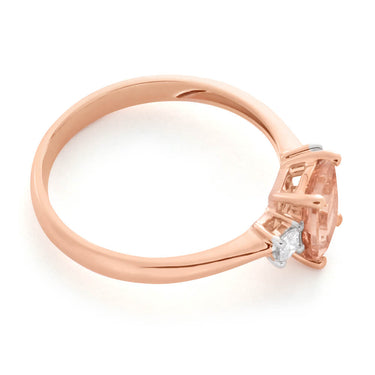 9ct Rose Gold 0.75ct Morganite and 0.10ct Diamond Ring