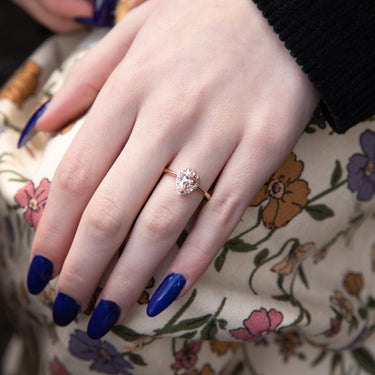 9ct Rose Gold 1.00ct Morganite 8x6mm Pear & Diamond Ring