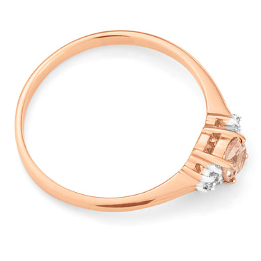 9ct Rose Gold Morganite Ring with Diamonds