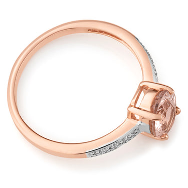 9ct Rose Gold Morganite & Diamond Ring