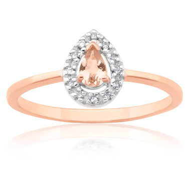 9ct Rose Gold Morganite & Diamond Ring