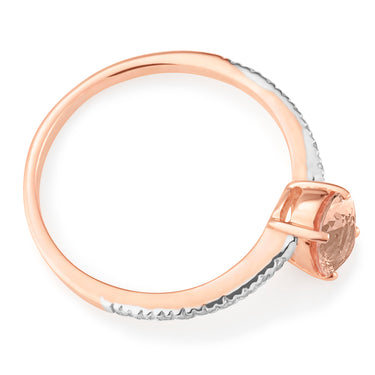 9ct Rose Gold 7x5mm 0.80ct Morganite & Diamond Ring
